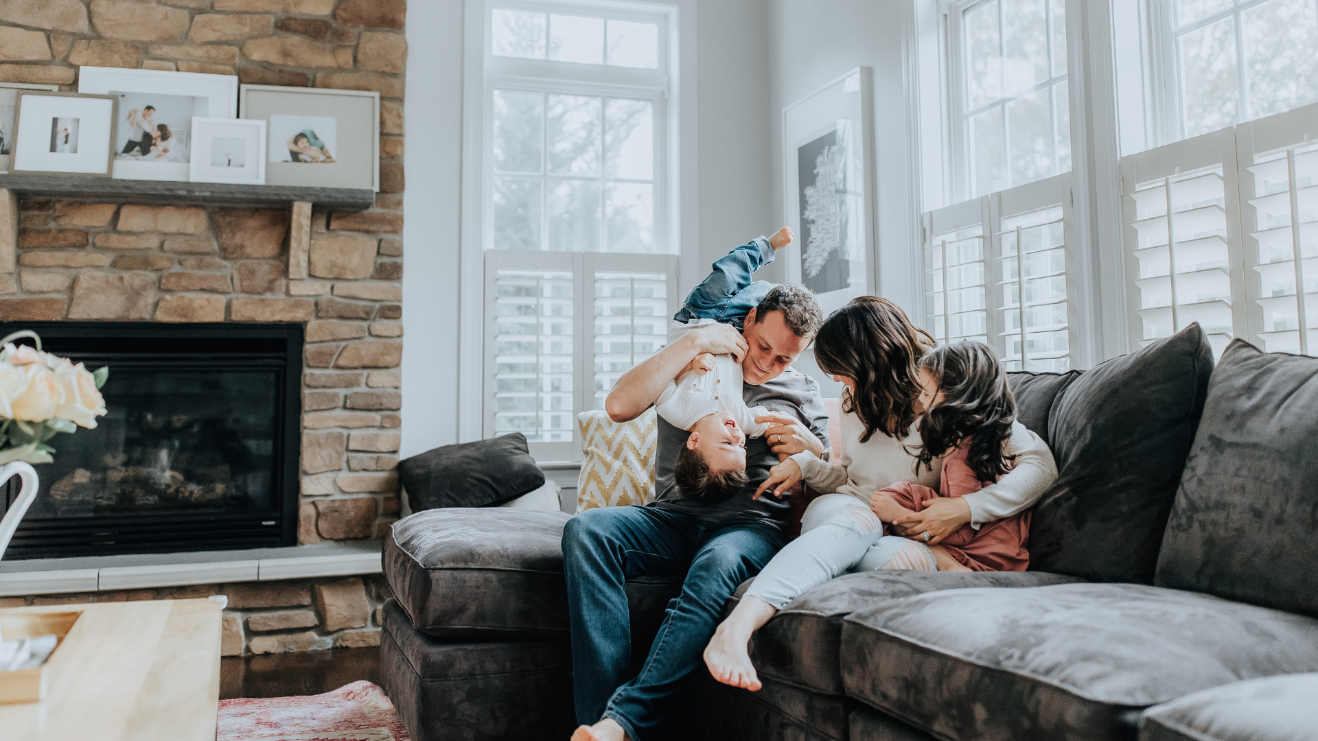 Family relaxing together in a comfortable, energy-efficient home